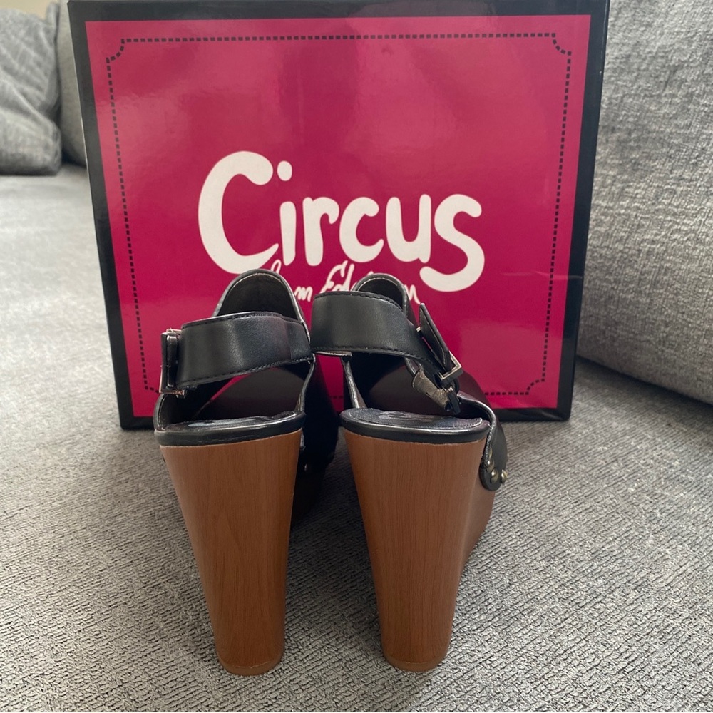 Circus Sam Edelman Women's Size 8 MBlack Wedge High Heels Platform Clara - Picture 2 of 4